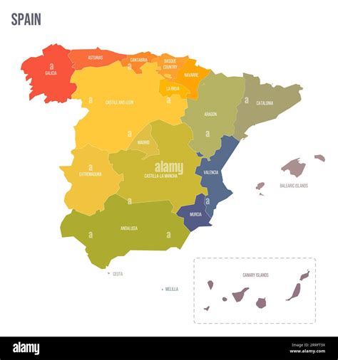 Espa A Mapa Pol Tico De Las Divisiones Administrativas Comunidades