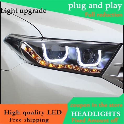 Car Styling Headlight For Toyota Highlander Headlights 2012 2014 Led Head Lamp U Angel Eyes Drl