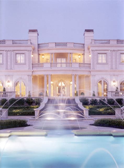 Los Angeles Luxury Mansion with Fountain at Night