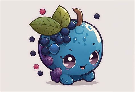 Blueberry Kawaii Graphic Graphic By Poster Boutique · Creative Fabrica