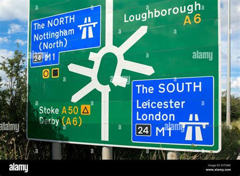 Traffic Road Sign Junction 24 M1 Motorway Stock Photo Alamy