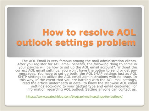 Ppt How To Resolve Aol Outlook Settings Problem Powerpoint