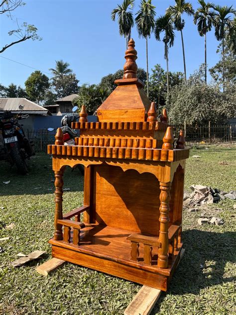 Brown Hand Carved Teak Wooden Mandir For Home At Rs In Siliguri