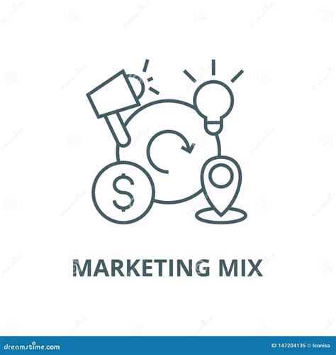 Marketing Mix 4p Vector Line Icon Linear Concept Outline Sign Symbol