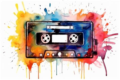 Premium AI Image | A watercolor painting of a cassette tape