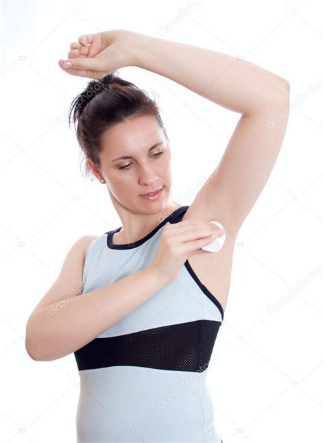 Woman Putting Deodorant On Her Armpit — Stock Photo © Irina1977 9639742