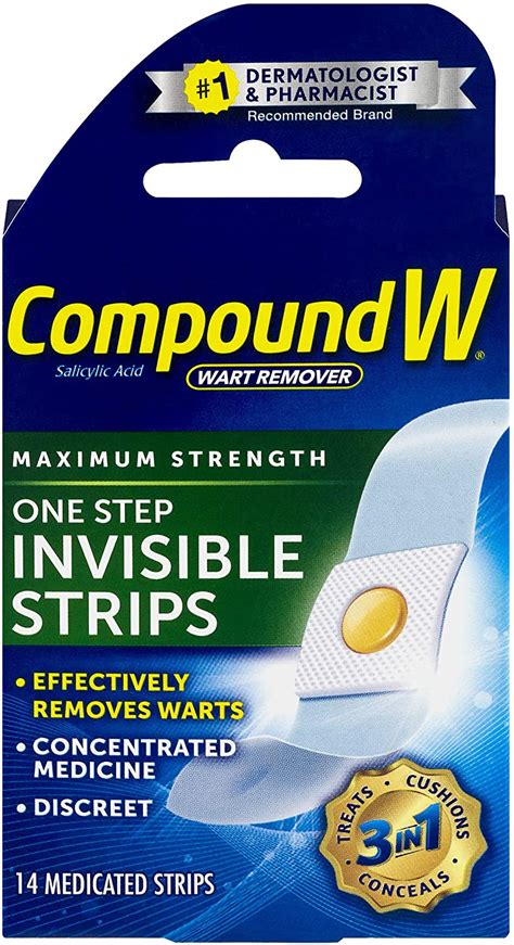 Compound W One Step Invisible Strips Wart Removal 14 Medicated Strips