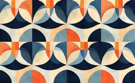 Premium Photo | A blue and orange wallpaper with a geometric pattern