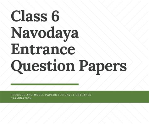 Navodaya Class VI Entrance Exam Question Papers