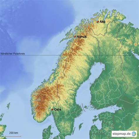 Stepmap Norwegen Landkarte F R Norwegen