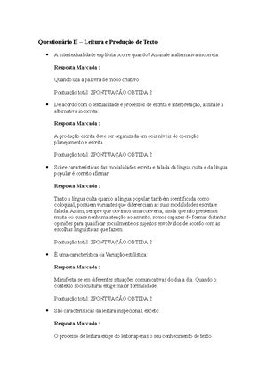 Estudos Lingu Sticos Avalia O Question Rio I Introdu O Aos