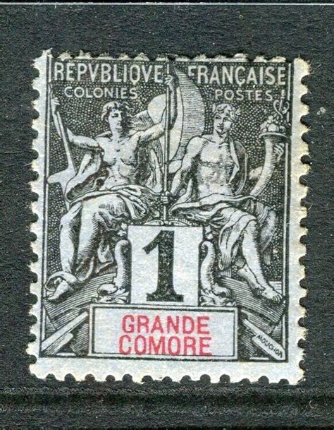 FRENCH COLONIES GRANDE COMORE 1890s Tablet Type Mint Hinged 1c Value