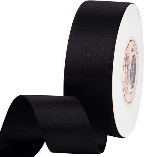 Amazon VATIN Solid Color Double Faced Black Satin Ribbon 1 1 2