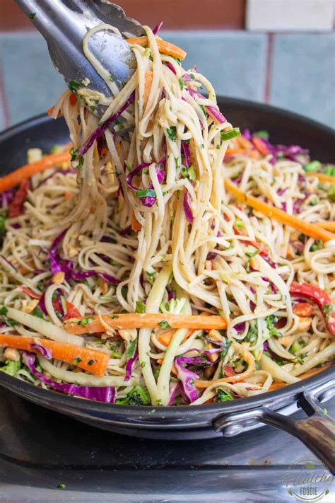 Warm Peanut Thai Noodle Salad • The Healthy Foodie