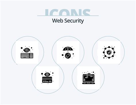 Web Security Glyph Icon Pack 5 Icon Design Network Umbrella Cyber