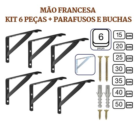Suporte Prateleiras De Madeira - Mão Francesa 6 peças Suporte Cantoneira para Prateleira de Madeira ...
