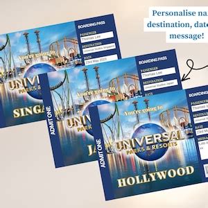 Universal Studios Personalised Handprinted Orlando Ticket Theme Park Surprise Ticket, Universal ...