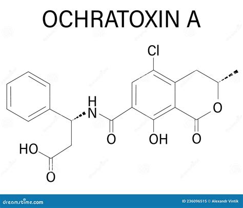 Ochratoxin A Mycotoxin Molecule. Skeletal Formula. Chemical Structure Cartoon Vector ...