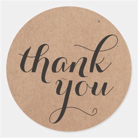 Simple Cool Black Kraft Paper Thank You Classic Round Sticker Zazzle