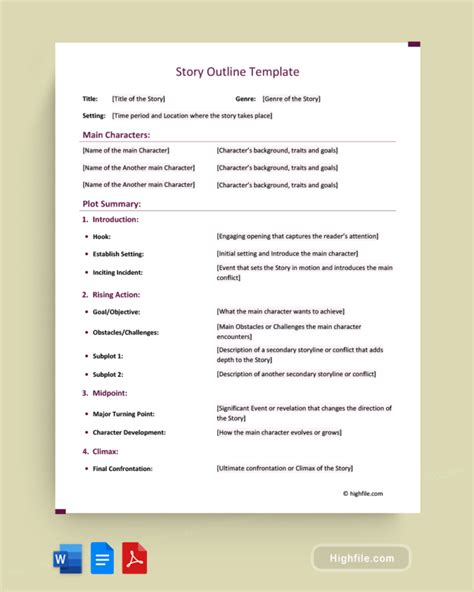 Free Short Story Outline Templates Dotxes