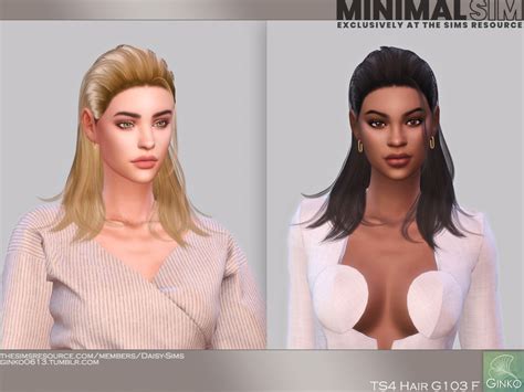 The Sims Resource Minimalsim Sleeked Back Hairstyle G103f