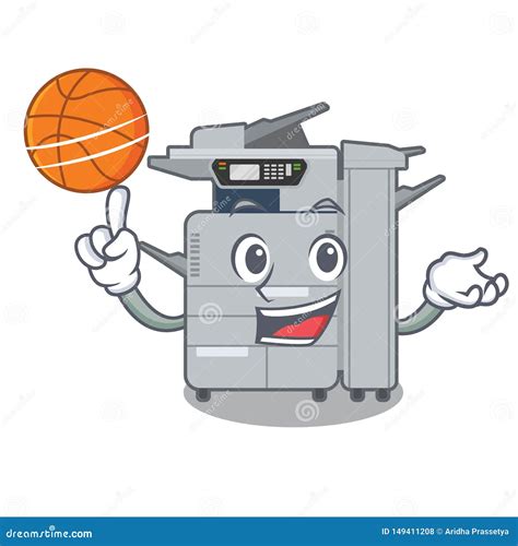 With Basketball Copier Machine In The Cartoon Shape Stock Vector