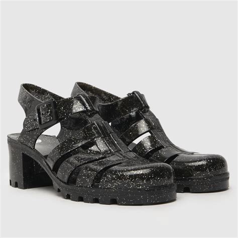 Womens Black Silver JUJU JELLIES Babe Sandals Schuh