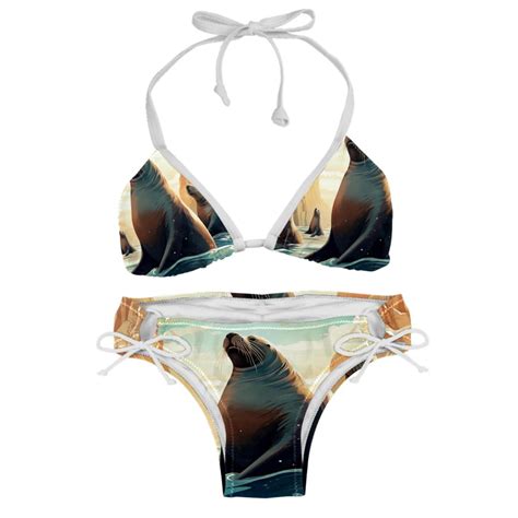 Sea Lion Detachable Sponge Adjustable Strap Bikini Set Two Pack Swim