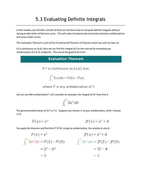 Evaluating Definite Integrals Evaluating Definite Integrals In