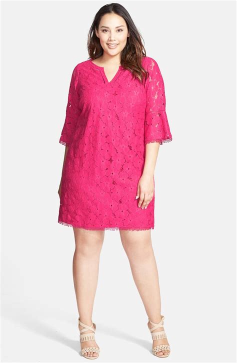 Adrianna Papell Split Neck Shift Dress Plus Size Nordstrom