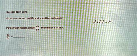 Solved Question 10 1 Point On Suppose Que Des Quantités X Et Y Sont Liées Par L équation 3