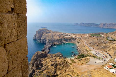 St PaulÂ´s Bay in Lindos, Rhodes Island, Greece Stock Photo - Image of ...