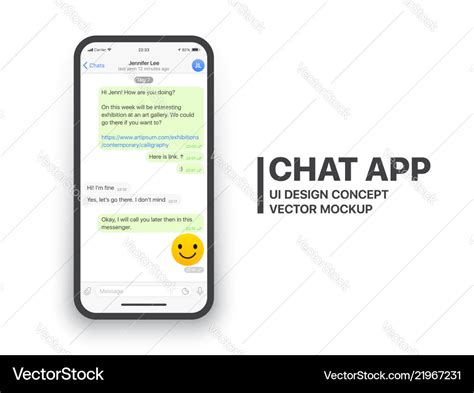 Mobile chat app mockup Royalty Free Vector Image