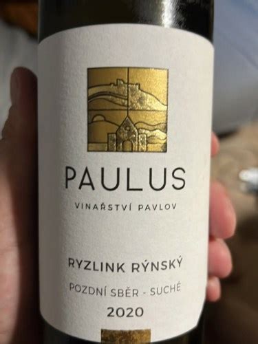 Paulus Ryzlink Rýnský Pozdní Sběr Suché Vivino US