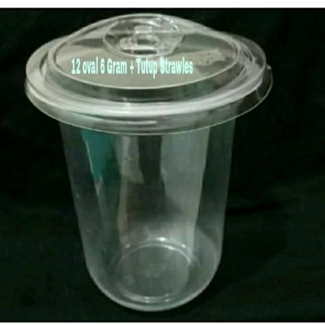 Jual Gelas Plastik Pp Oz Oval Gram M Cup Tutup Strawless