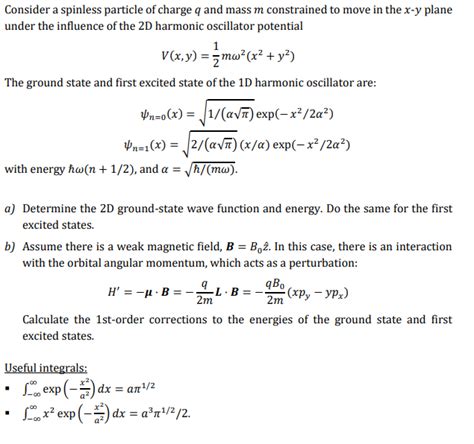 Solved Consider A Spinless Particle Of Charge Q And Mass M Chegg