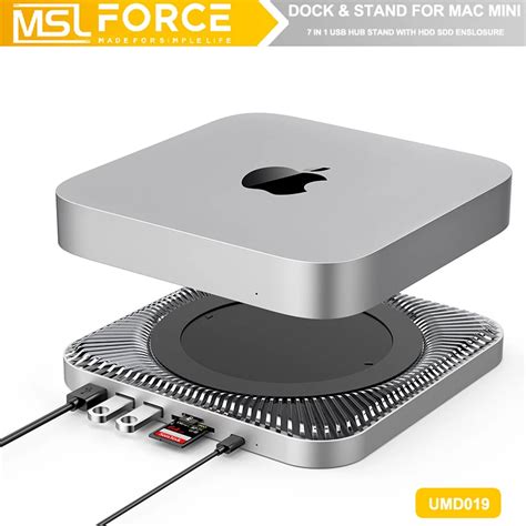 Mac Mini M1 Dock Station Stand With External Storage Disk And 4ports Usb C Hub Sdtf Card Reader