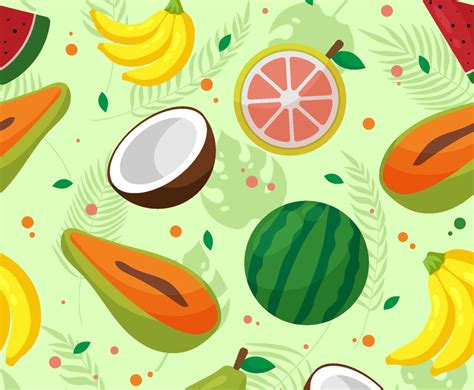 Tropical Fruits Seamless Background | FreeVectors