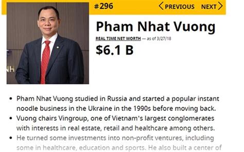 Pham Nhat Vuong in top 300 of Forbes rich list