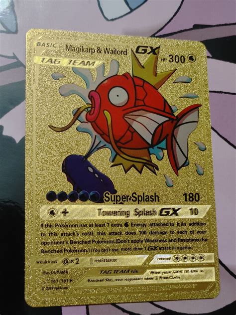 Magikarp Wailord Gx Tag Team Gold Foil Pokemon Card Hp Dmg