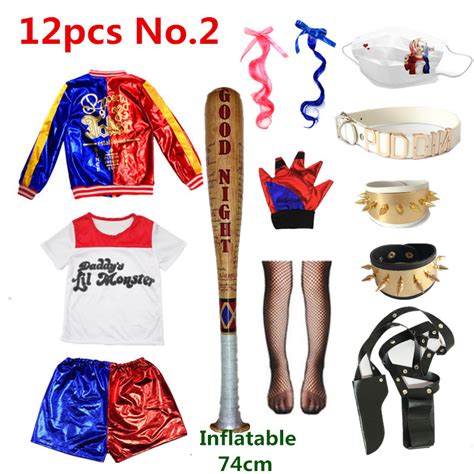 Harley Quinn Kids Carnival Costume Set Jacket Pants Belt Girls Cosplay