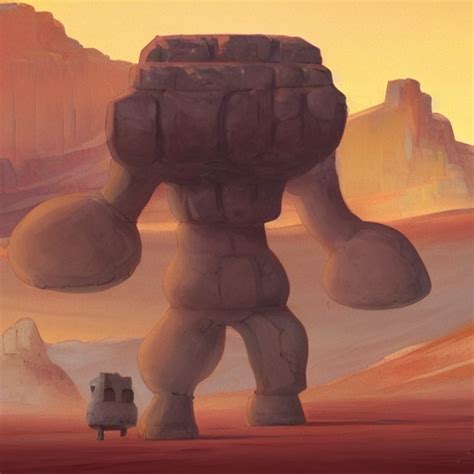 Krea Ai Panorama Of Giant Stone Golem Carrying A City On I