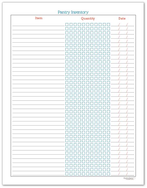 Pantry Inventory List ~ Excel Templates