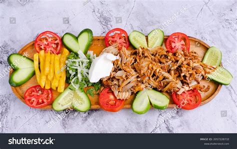 Chicken Portion Doner Kebab Vegetables Stock Photo