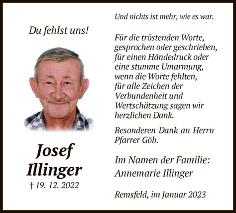 Traueranzeigen Von Josef Illinger Trauer Hna De