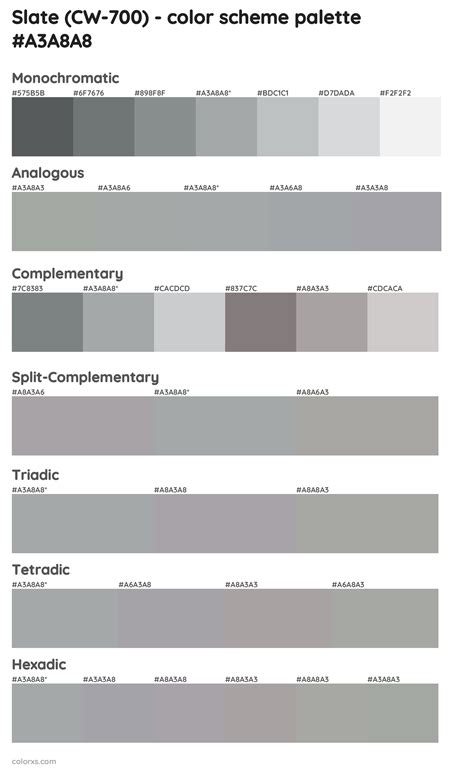 Benjamin Moore Slate CW 700 Paint Coordinating Colors And Palettes