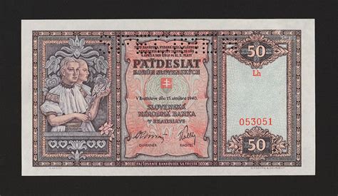 SLOVENSKO 50 Korun 1940 Serie Lh SPECIMEN Stav UNC Aukro