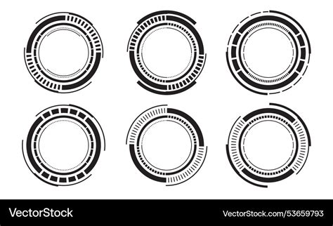 set  sci fi black circle user interface vector image