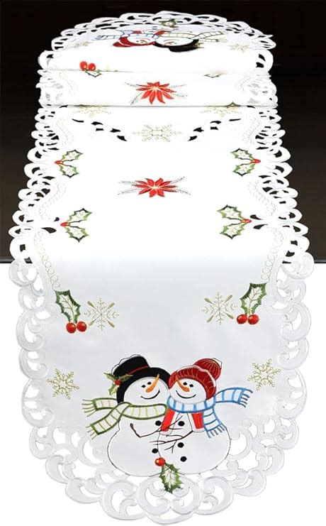 Amazon Creative Linens Holiday Christmas Table Runner Embroidered