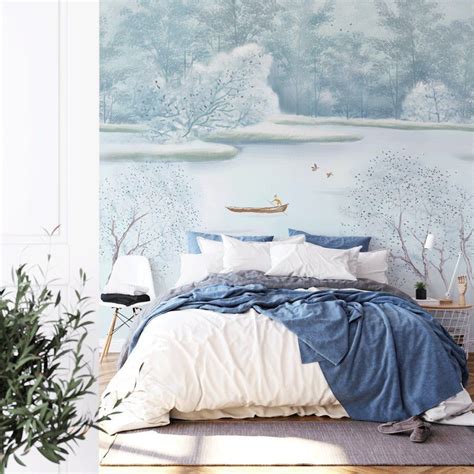 Moderne Tapete Aquarelle Hiver Mystique Muralconcept Vlies